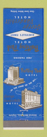 Matchbook Cover - Battery Park Hotel Asheville NC George Vanderbilt