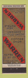 Matchbook Cover - Warren Hotel Coffee Shop Salina Garden City Liberal KS