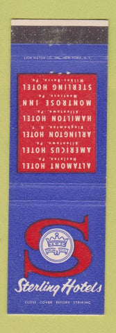 Matchbook Cover - Sterling Hotels Wilkes Barre Montrose Hazleton Allentown PA