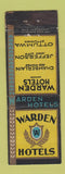 Matchbook Cover - Warden Hotels Ottumwa Iowa City Des Moines IA WORN