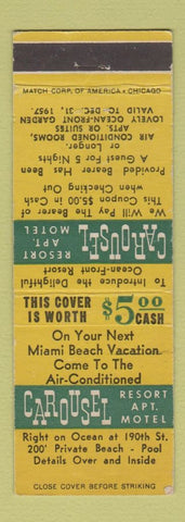 Matchbook Cover - Carousel Resort Motel Miami Beach FL