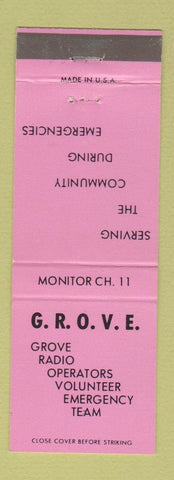Matchbook Cover - Grove Radio Operators Volunteer Emergency Team