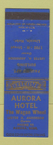 Matchbook Cover - Aurora Hotel Aurora NE low phone # WORN