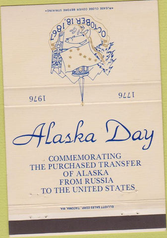 Matchbook Cover - Alaska Day 1976 Sitka AK  40 Strike
