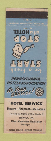 Matchbook Cover - Hotel Berwick PA WEAR