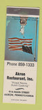 Matchbook Cover - Akron Restaurant Akron PA