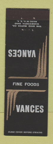 Matchbook Cover - Vance's Restaurant