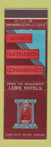 Matchbook Cover - Lebis Hotels New York City Baltimore Syracuse Akron OH