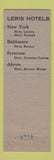 Matchbook Cover - Lebis Hotels New York City Baltimore Syracuse Akron OH