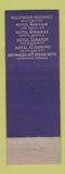 Matchbook Cover - Hull Hotels CA California Hollywood Los Angeles Sacramento CA