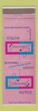 Matchbook Cover - Schimmel Hotels Wichita Kansas City KS Quincy Galesburg IL