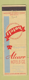 Matchbook Cover - Alcarr Hotels Los Angeles CA Palms Wilshire Cortez Cromwell