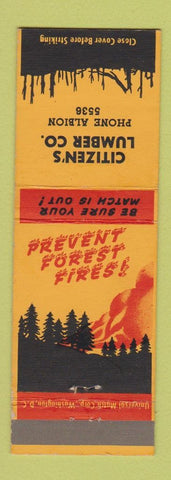 Matchbook Cover - Prevent Forest Fires Citizens Lumber Albion NE?