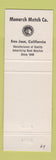 Matchbook Cover - Albee Idea Market Monarch Match San Jose CA