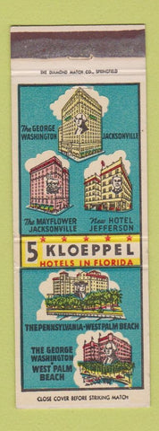 Matchbook Cover - Kloeppel Hotels West Palm Beach Jacksonville FL
