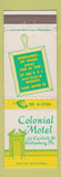Matchbook Cover - Colonial Motel Gettysburg PA
