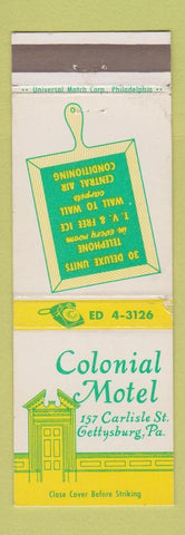 Matchbook Cover - Colonial Motel Gettysburg PA