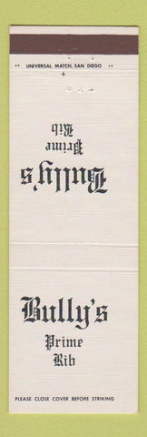 Matchbook Cover - Bully's Prime Rib Del Mar San Diego La Jolla CA