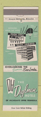 Matchbook Cover - Deglman Hotels Sault Ste Marie MI Park Ojibway