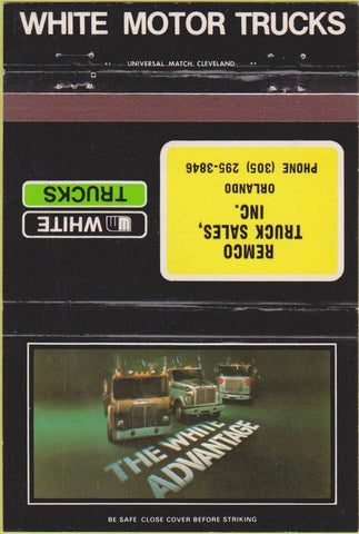 Matchbook Cover - White Motor Trucks semis Orlando FL 40 Strike