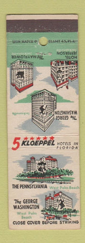 Matchbook Cover - Kloeppel Hotels West Palm Beach Jacksonville FL