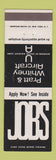 Matchbook Cover - Pratt Whitney Aircraft Jobs WEAR