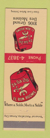 Matchbook Cover - Shriners Temple Za Ga Zig Des Moines IA