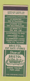 Matchbook Cover - Bristol Cut Rate Annapolis Westminster Bel Air Baltimore MD