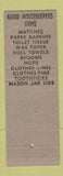 Matchbook Cover - Good House Keepers Products Cupples St Louis MO Wax Paper