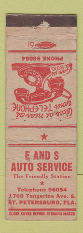 Matchbook Cover - E & S Auto Service St Petersburg FL WORN