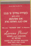 Matchbook Cover - Lurana Perret Wines Liquor Great Neck LI 40 Strike