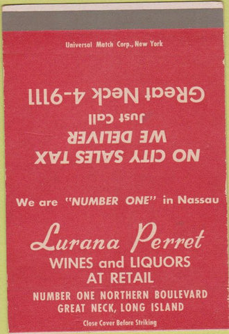 Matchbook Cover - Lurana Perret Wines Liquor Great Neck LI 40 Strike