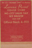 Matchbook Cover - Lurana Perret Wines Liquor Great Neck LI 40 Strike