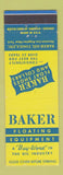 Matchbook Cover - Baker Floating Equipment Shoes Collars Houston TX NYC oil