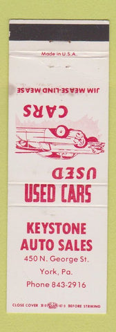 Matchbook Cover - Keystone Auto Sales Cars York PA WEAR