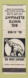 Matchbook Cover - Big White Elephant Hollywood CA Store WORN