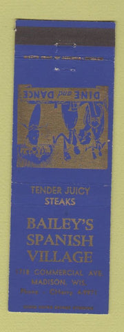 Matchbook Cover - Bailey's Spanish Village Madison WI