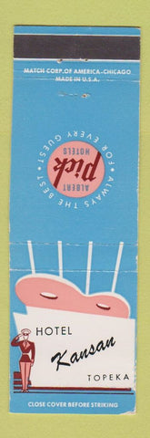 Matchbook Cover - Hotel Kansan Topeka KS bellhop Albert Pick