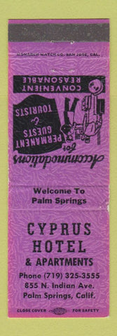 Matchbook Cover - Cyprus Hotel Palm Springs CA