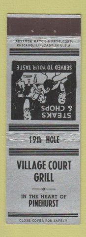 Matchbook Cover - Village Grill Pinehurst NC? ADVANCE