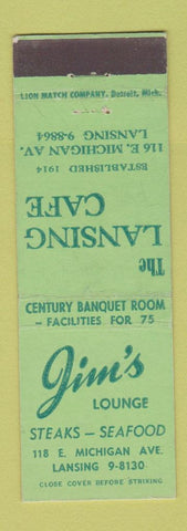 Matchbook Cover - Jim's Lounge Lansing Cafe MI