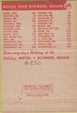 Matchbook Cover - Holiday Motel Richmond IN CREASE 40 Strike