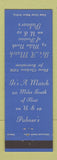 Matchbook Cover - Palmer's Restaurant Clarkston MI