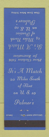 Matchbook Cover - Palmer's Restaurant Clarkston MI