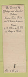 Matchbook Cover - Palmer's Restaurant Clarkston MI