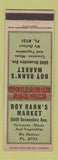 Matchbook Cover - Roy Rahn's Market St Louis MO