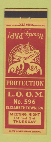 Matchbook Cover - Moose Lodge Elizabethtown PA