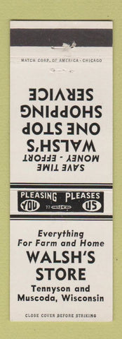 Matchbook Cover - Waslsh's Store Farm and Home Tennyson Muscoda WI