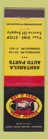 Matchbook Cover - Ashtabula Auto Parts OH Conneaut