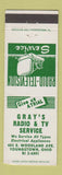 Matchbook Cover - Gray's Radio TV Service Youngstown OH WEAR